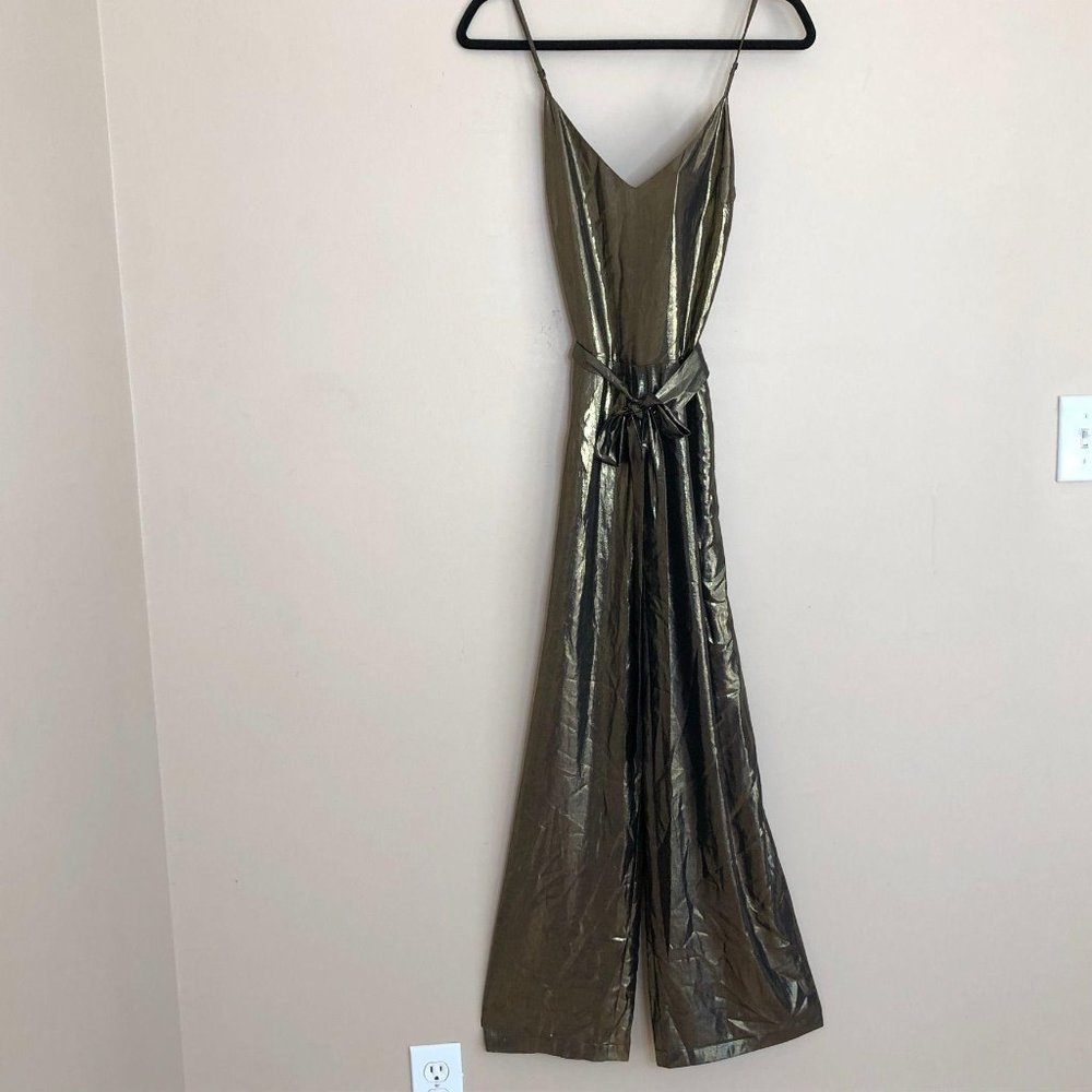 L'AGENCE Gold Metallic Jumpsuit